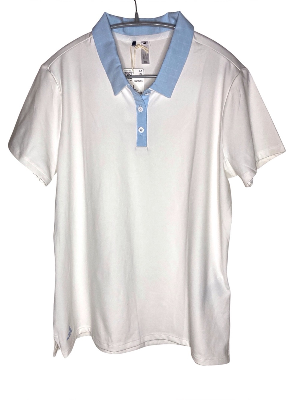 adidas | NWT Crystal Sky White w/ Blue Trim Ultimate 365+ Polo L